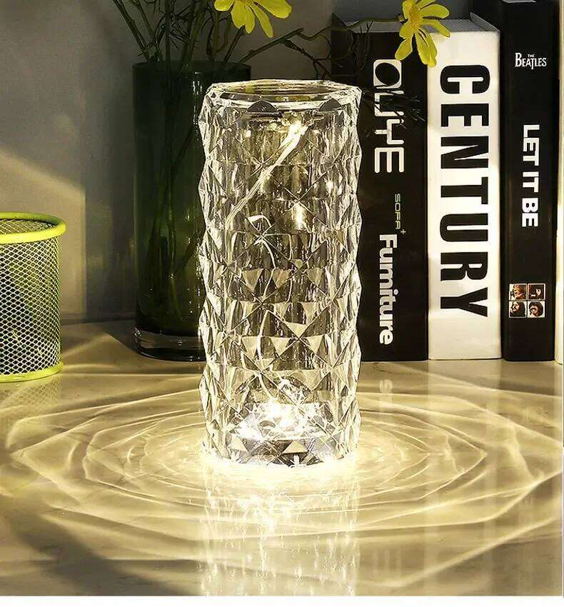 Crystal Diamond Table Rechargeable Acrylic Bedroom Bedside Ambiance Rose Decorative Lamp Touch Creative Night Lights Z260227