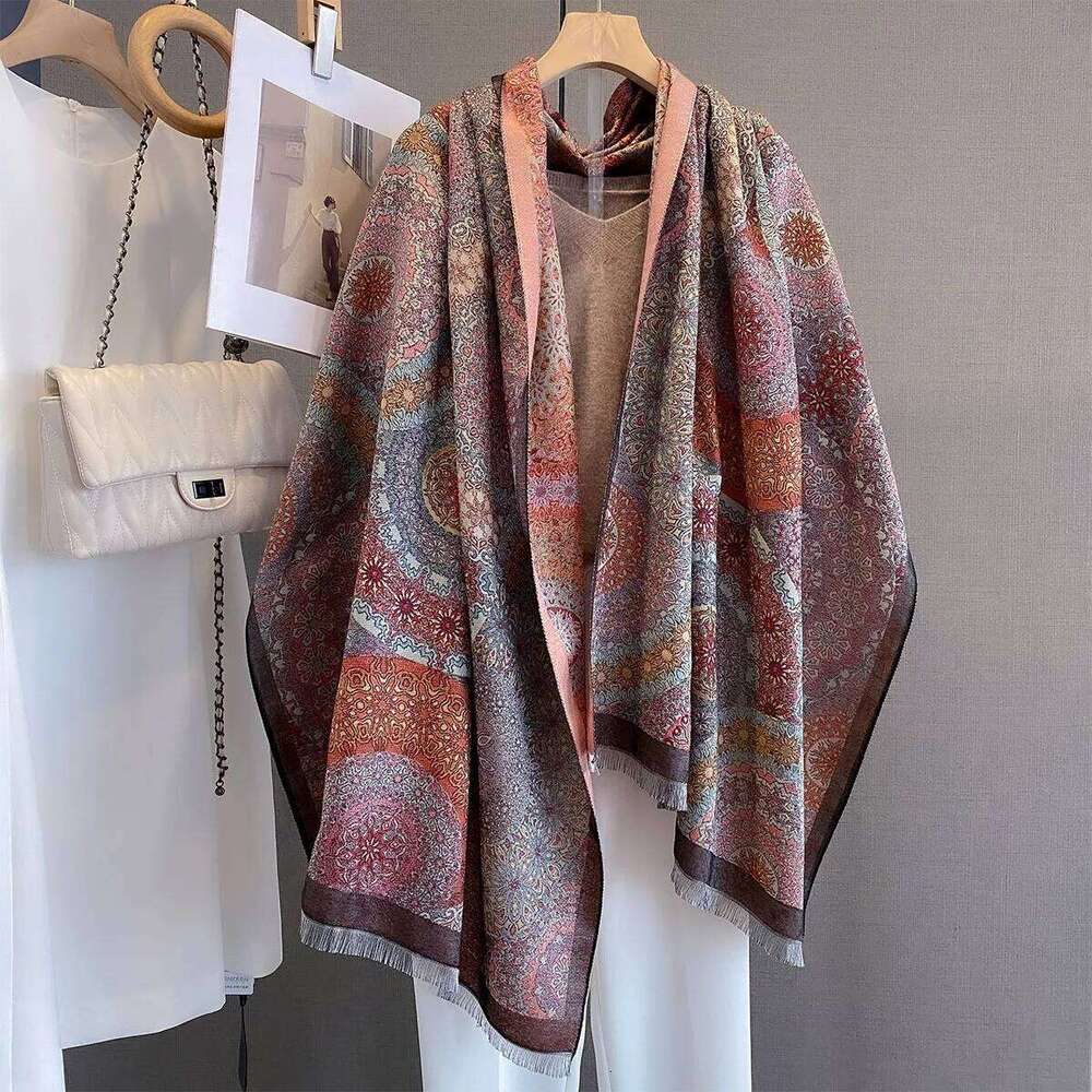 2025 Winter Warm Cashmere Scarf for Women Jacquard Print Pashmina Shawl Wrap Neckerchief Female Bufanda Echarpe Design Headband Z260226