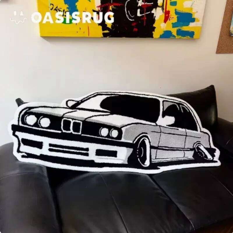 VIKAMA Trendy Retro Car Personalized Home Decoration, E-sports Room Bedside Carpet, Anti-slip and Absorbent Carpet H260226
