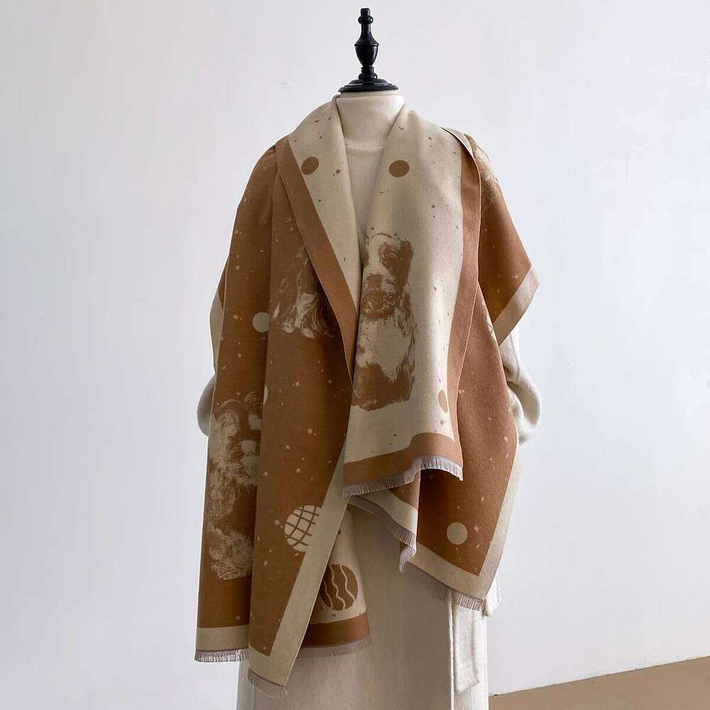 Animal Design Winter Dog Print Imitation Cashmere Jacquard Scarves High Quality Women Thicken Wrap Shawl Ladies Pashmina Scarf Z260226