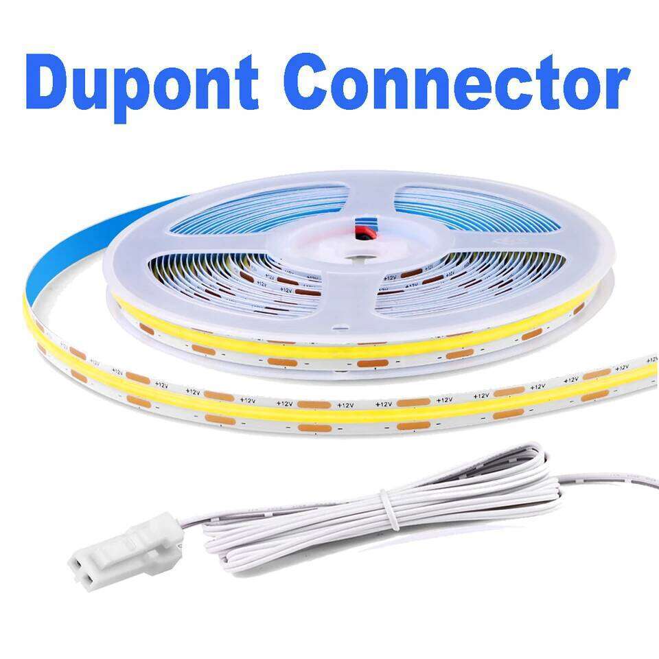 Dupont Interface COB LED Strip Light High Density Linear Lighting Flexible Tape Parallel Lamp Closet Shelves Decor DC12V Z260226