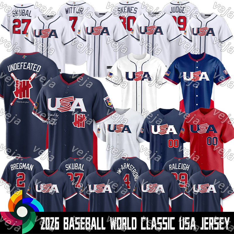 2026 World Baseball Classic Jersey Team USA Baseball Jersey Tarik Skubal Aaron Judge Mason Miller Logan Webb David Bednar Harper Mookie Zack Wheeler