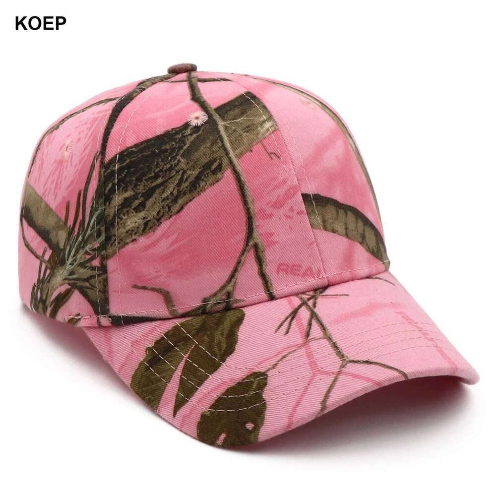 KOEP Jungle Tree Pink Camouflage Cotton Mom Snapback Outdoor Fishing Baseball Cap Bold Fluorescent Women Camo Hunting Hat Z260226