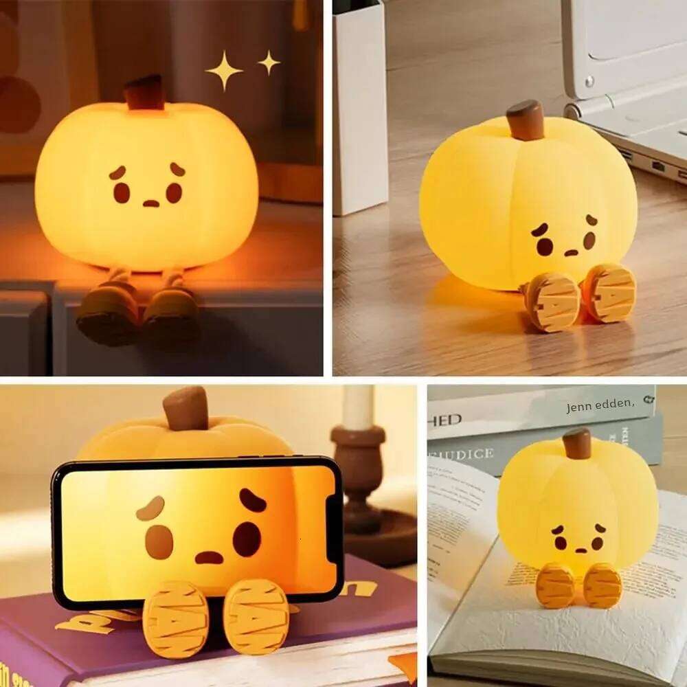 Pumpkin Night Light,Cute Silicone LED Lamp,Children's Bed Light,Touch Dimming Nightlight,Rechargeable Table Lamp,Halloween Decor Z260227