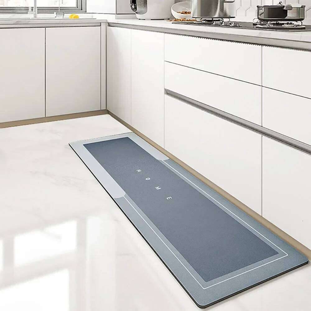 Super Absorbent Floor Mat Crystal Velvet Bath Pad Anti-Slip Kitchen Mats Wipeable Wash Long Strip Carpet H260226