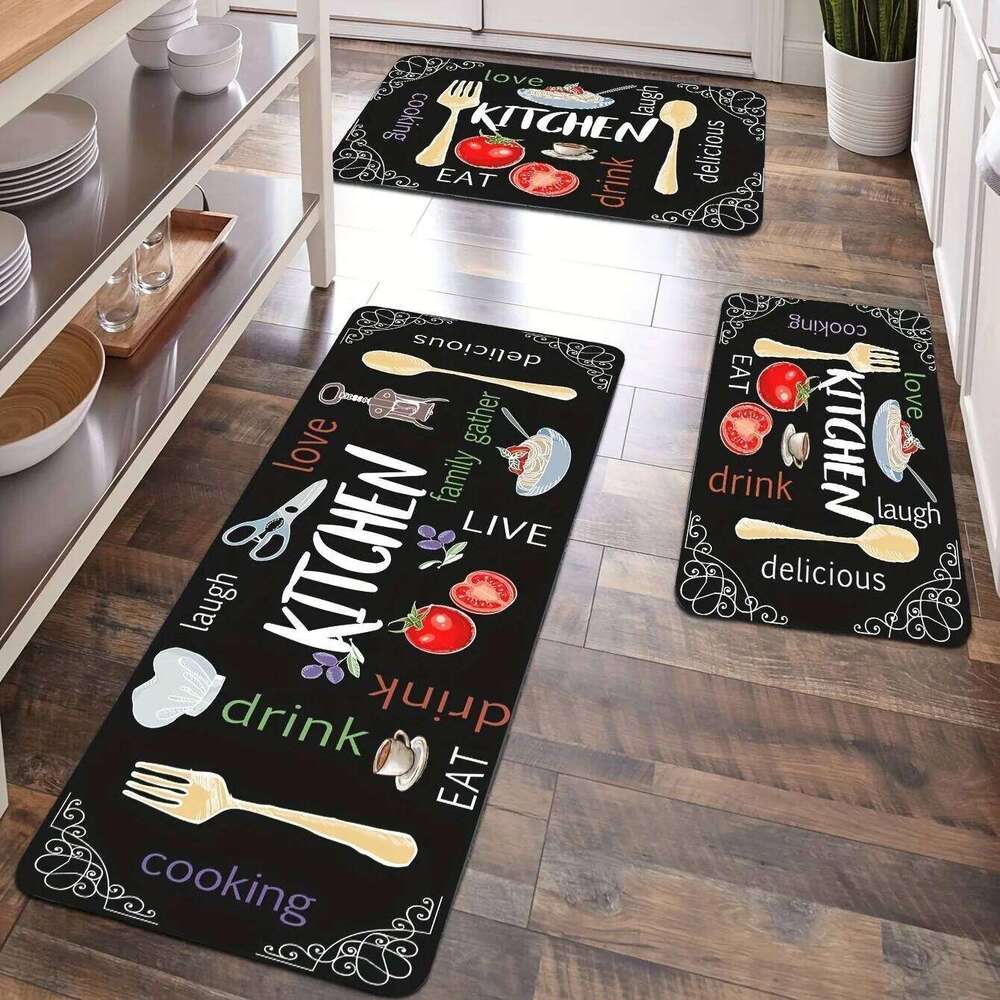 Non-Slip with Vibrant Digital Printed Letters Carpet Anti-Slip Rug for Modern Kitchen Home Decor Floor Mat H260226