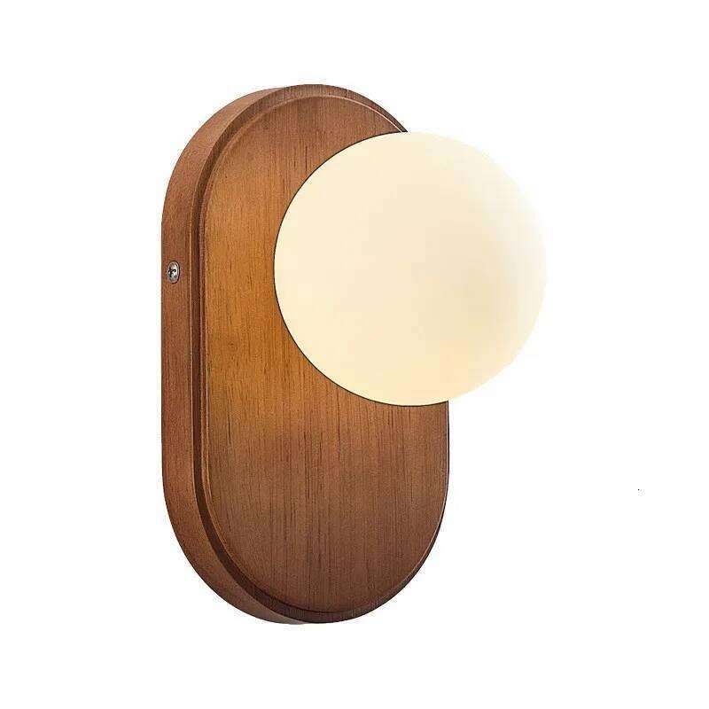 Japanese Solid Wood Wall Nordic Personalized Creative Living Room Bedroom Aisle Eye Protection Decorative Glass Lamp Z260227
