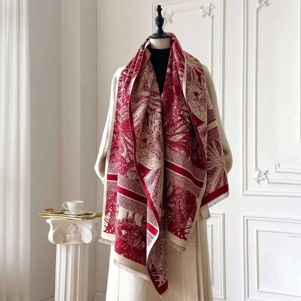 Thickened Winter Scarf for Women Double-Side Imitation Cashmere Warm Shawl Multifunctional Commute Neck Warmer Christmas Gift Z260226