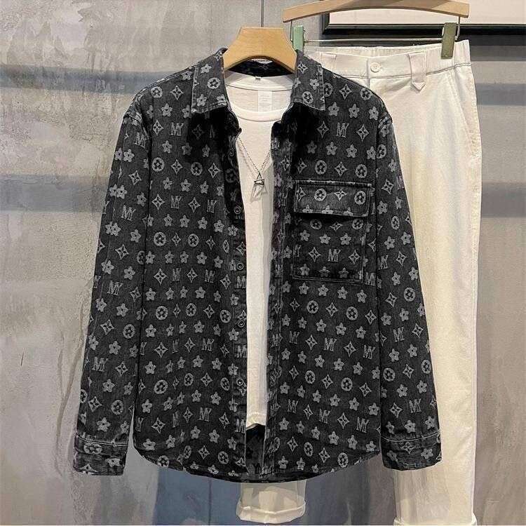 Denim 2025 Spring/Autumn New Trendy Brand Casual Stylish Retro Personalized Printed Work Shirt Jacket For Men