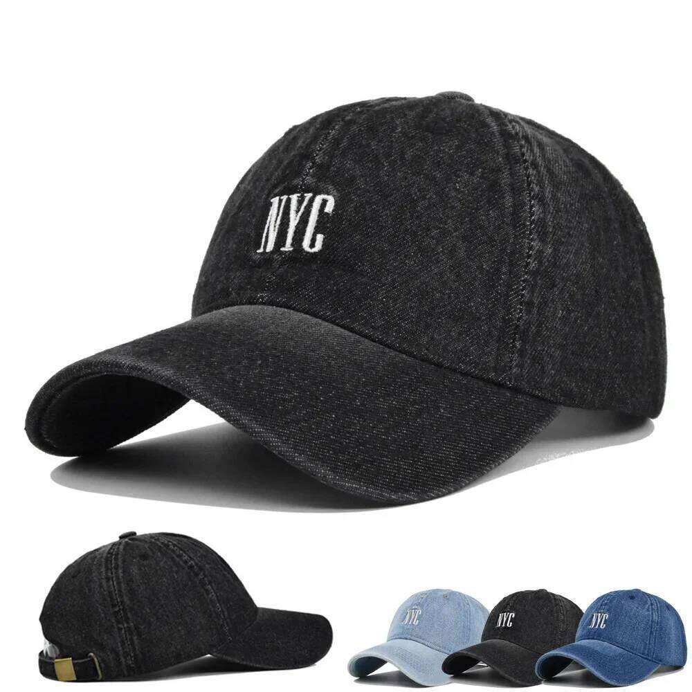 Washed NYC Embroidery Make Old Style Denim Fabric Baseball Hats For Women Man Hat Lady Casual Men Embroidered Sun Caps 54-60CM Z260226