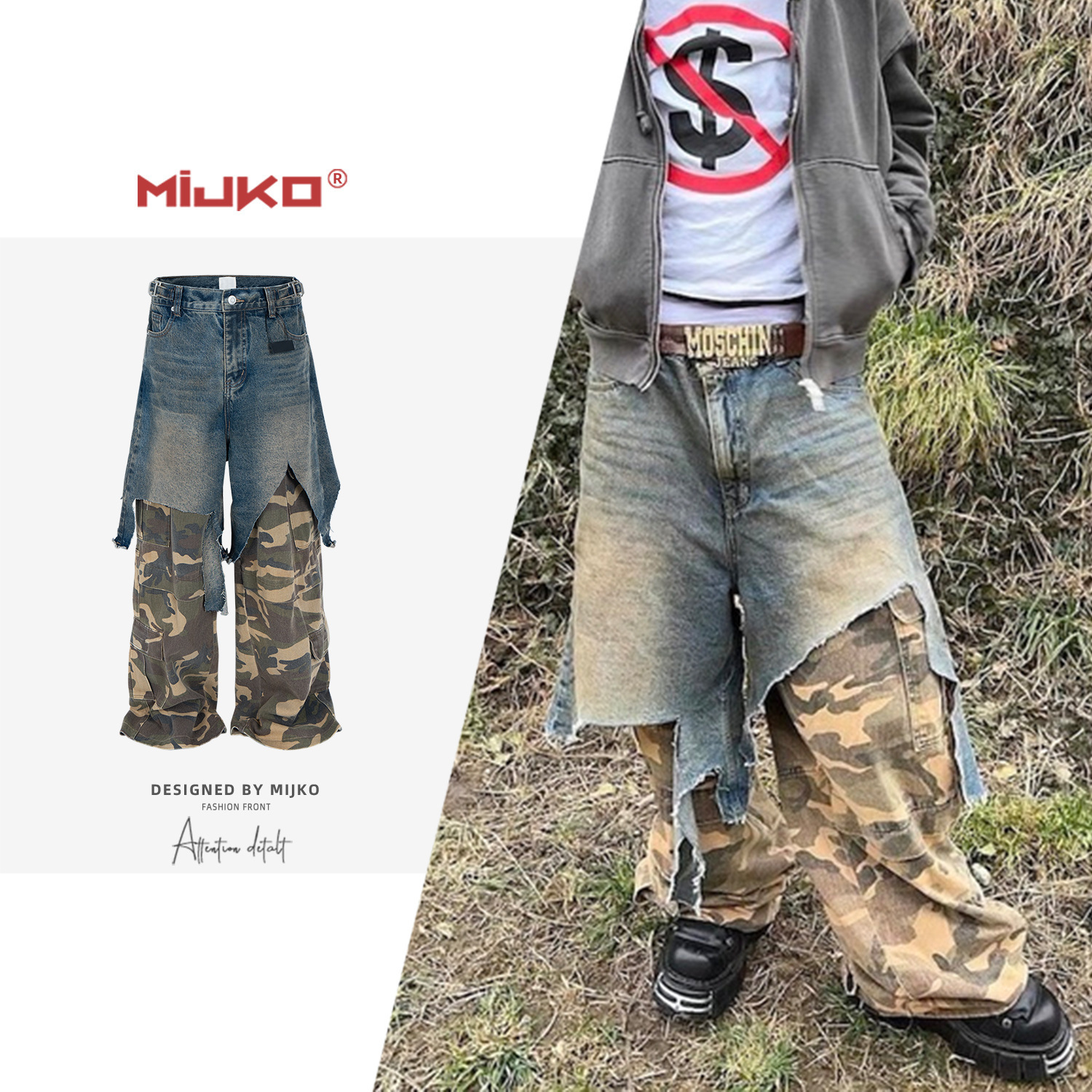 Men Womens Vintage Camouflage Leopard Jeans Y2K Clothes Harajuku Hip Hop Letter Embroidery Baggy Jeans Mid Rise Wide Leg Trouser 250618