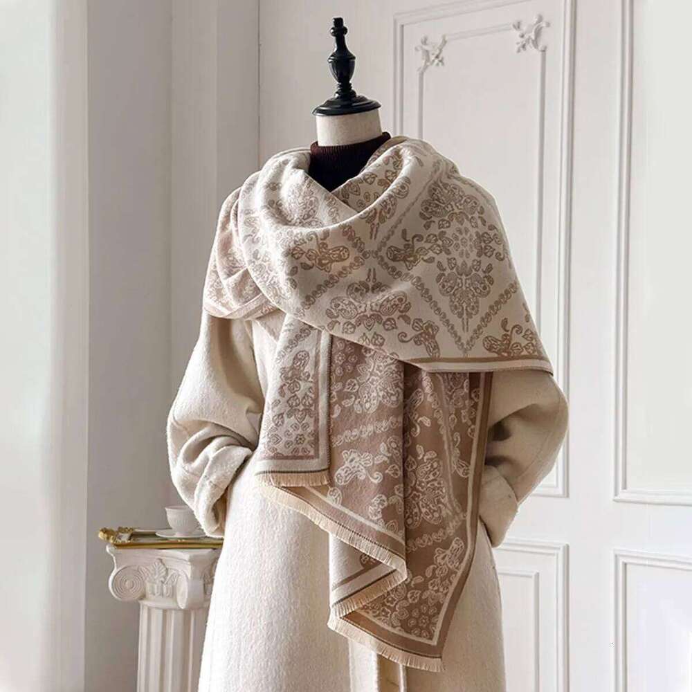 New Elegance Two-Sided Jacquard Scarf Soft Warm Fringe Pashmina Print Shawl Winter Fashion Coldproof Windproof Blanket Z260226
