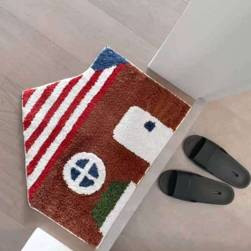 Cartoon House Plush Rugs for Bedroom Irregular Tufted Carpet Household Washroom Floor Mat Korean Style Soft Sketch Area Rug H260226