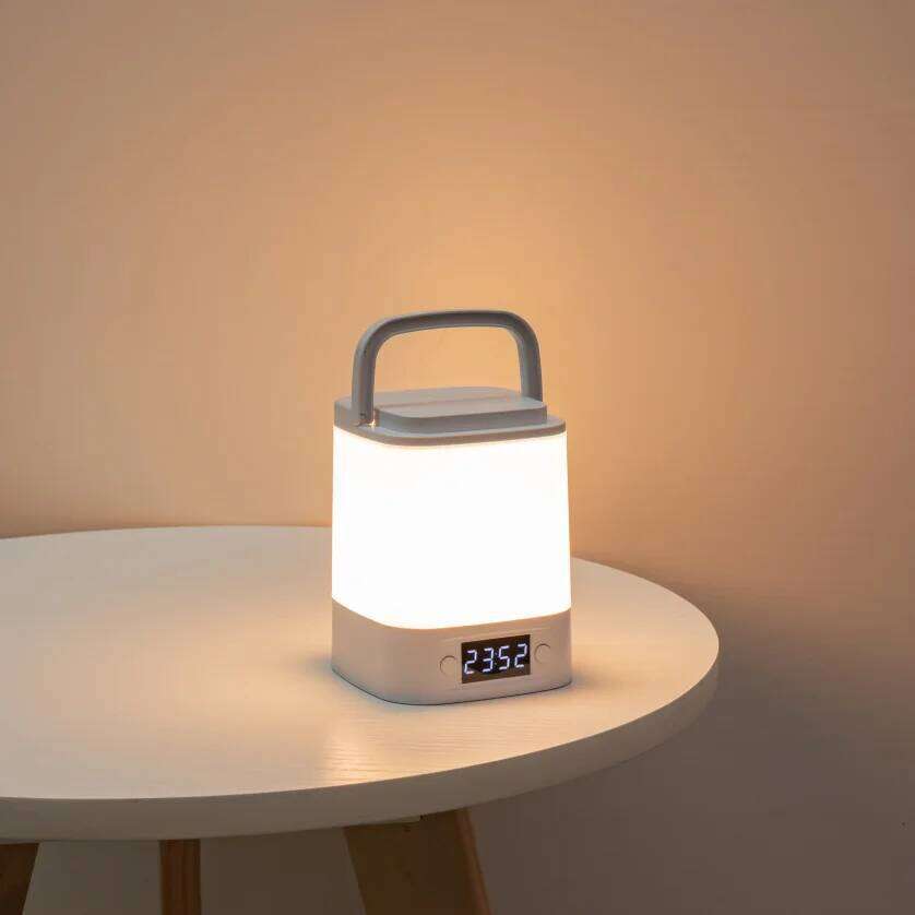 Rechargeable LED with Remote Clock Time Display Eye Protection Reading Lamp Dimmable for Bedroom Bedside Night Light Z260227