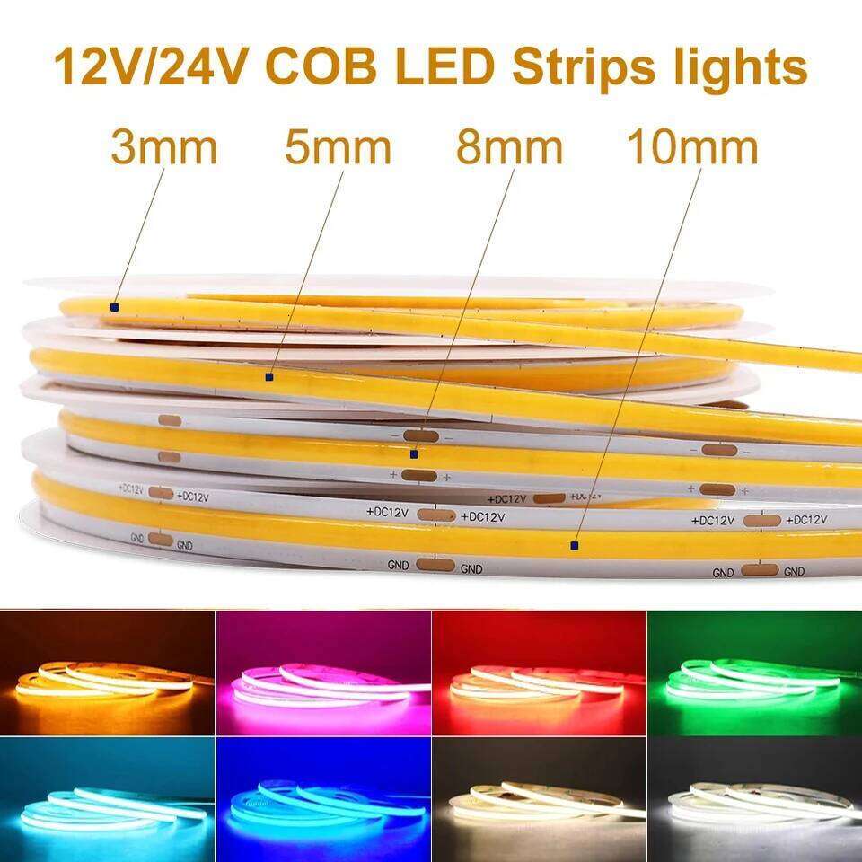 Light 12V 24V 3mm 5mm 8mm 10mm PCB Strip Ice Blue/Green/Red/Yellow/2700K/3000K/4000K/6000K COB LED Tape Decor Z260226