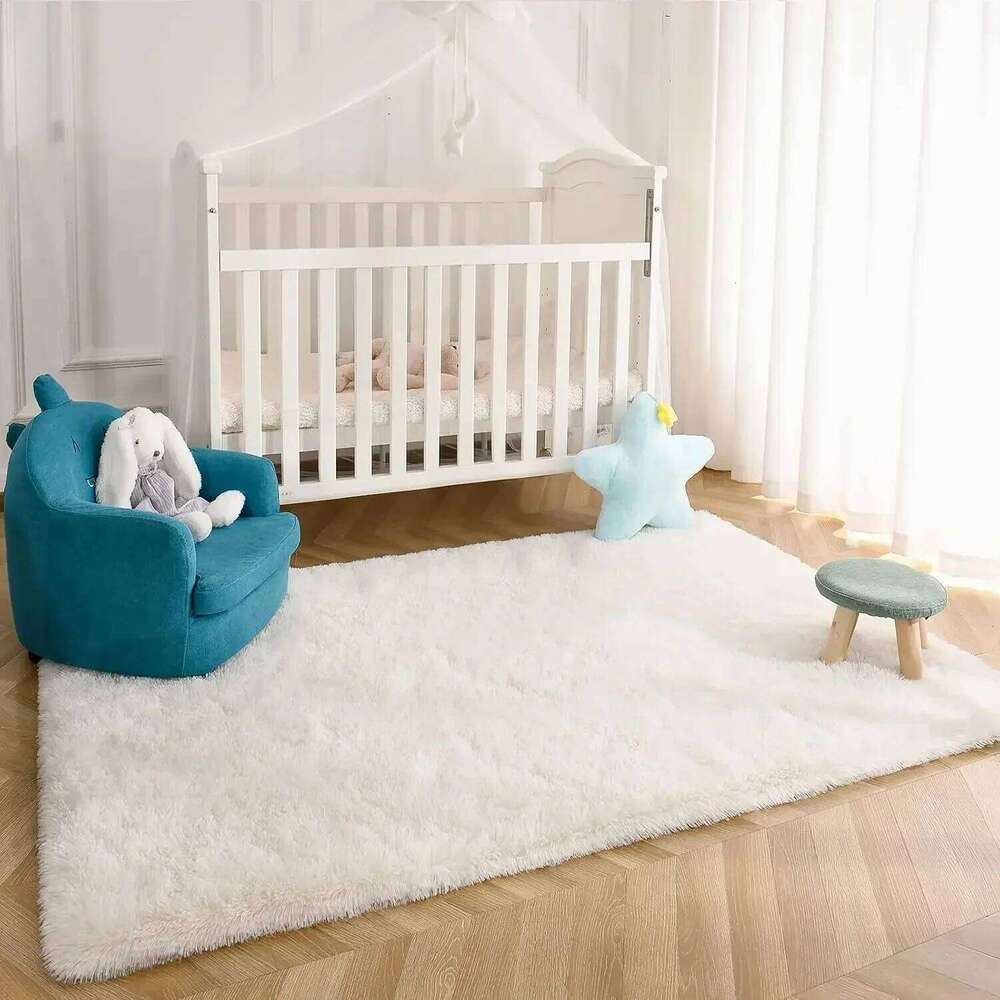 Fluffy Cream White Sheepskin and Living - Silk Wool Rugs for Bedroom Kawaii Rug Room Decor H260227 - view 3