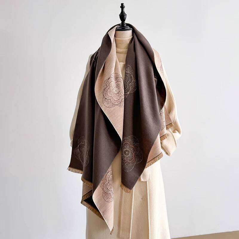 Luxury Brand Winter Blanket Scarf Shawls for Women - Warm Floral Pashmina Print Large Wrap Imitation Cashmere Foulard Z260226