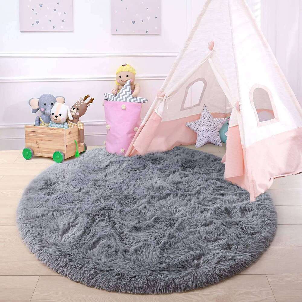 Plush Rugs Round Carpet For Living Room Sofa Foot Pad Fluffy Soft Kids Bedroom Cushion Balcony Hanging Basket Mat H260226