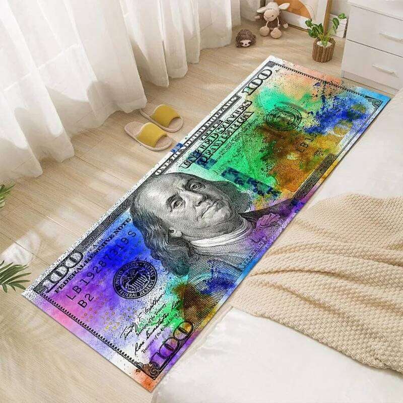 Dollar Bill Runner Rug Burning Currency Design Non-slip Carpets Creative Edgy Home Decor Entryway Mat Visual Art Portrait Carpet H260226