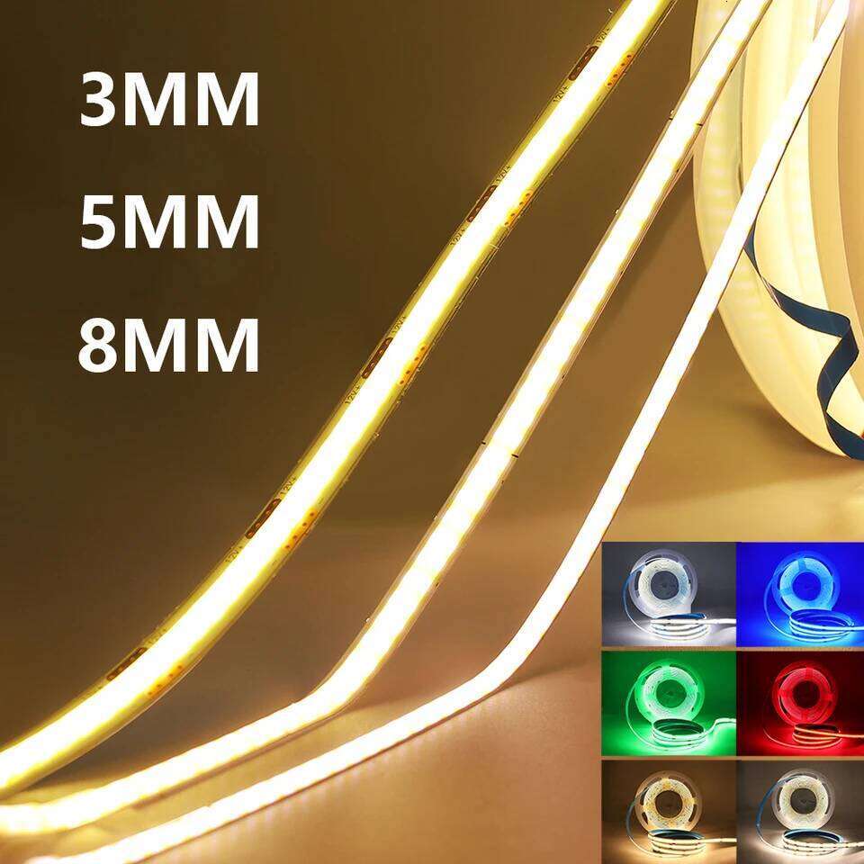 3mm 5mm 8mm PCB COB LED Strip Light 5V 12V 24V 320LEDs/m High Brightness Flexible Tape Warm Natural White Red Green Blue 0.5m 5m Z260226