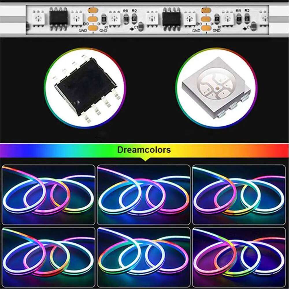 Light Bluetooth USB 5V Neon Strip Lights 1M-5M IP65 RGBIC Flex Ribbon Led Tape for Room Wall Decor Music Z260226