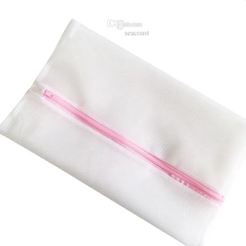 Size M 40x50CM White Zipper Net Mesh Clothes Machine Laundry Washing Wash Clothing Bag Bags Cleaner