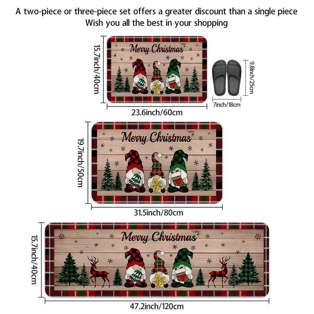 1pc Kitchen Carpet Merry Christmas Tree Elf Design Non slip Home Decoration Floor Mat H260226