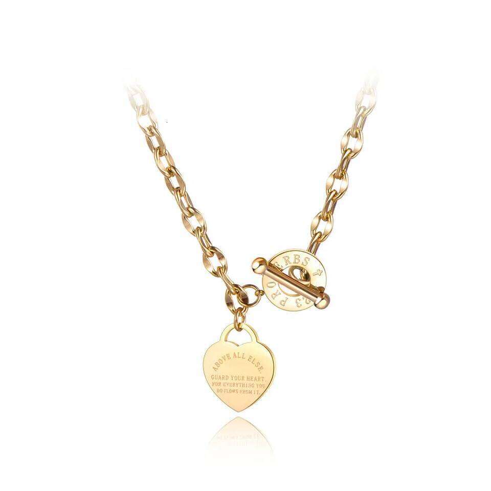 Titanium Stainless Steel Heart Charm Pendant Necklaces Jewelry Classic Love Bible Proverbs O Chain Necklace