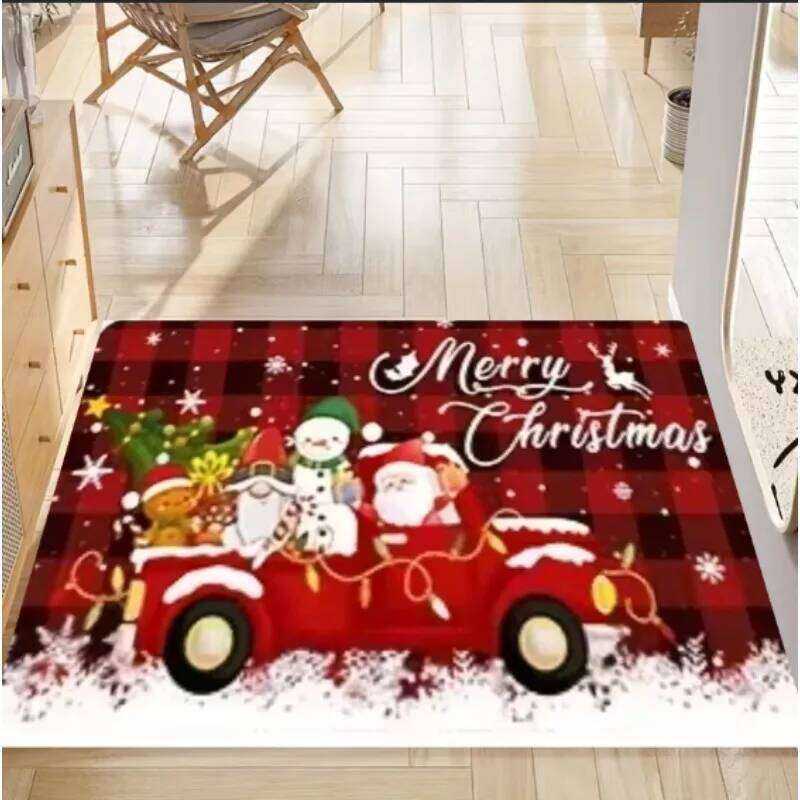 Christmas Elf and Truck Winter Snowflake Mat Holiday Party Decor Carpet Living Bedroom Room Kitchen H260226