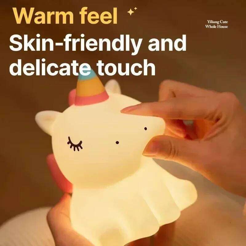 LED Night USB Rechargeable Touch Brightness Adjustable Timing Light Cute Animal Bedside Lamp Gift for Kids Z260227