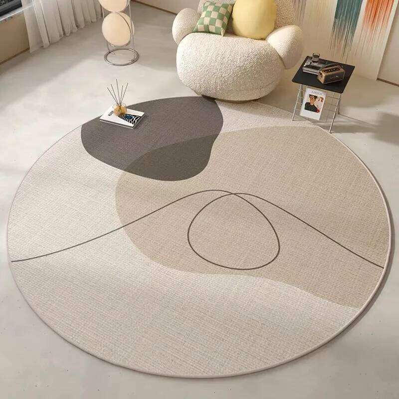 Nordic Style Round Flannel Carpet for Living Room, Bedroom Soft Waterproof Floor Mat, Makeup Mirror Rug, Office H260227 - view 5