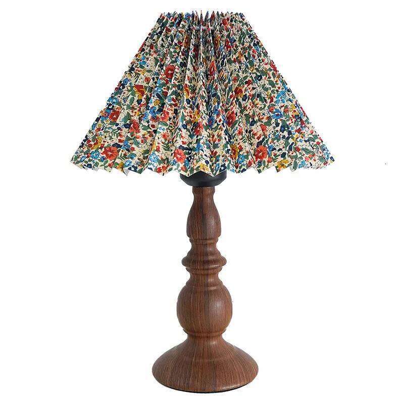 American Retro Wood Grain Bedroom Bedside Wrought Iron Lamp Nordic Simple Living Room Desktop Atmosphere Nostalgic Night Light Z260227