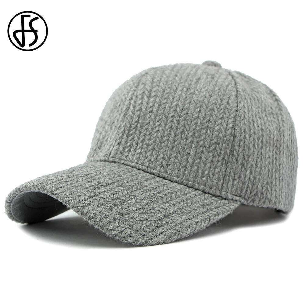 FS Brown Winter Warm Baseball Cap For Men Luxury Brand Woolen Women Hat Gray Street Windproof Trucker Caps Gorras Hombre 2025 Z260226