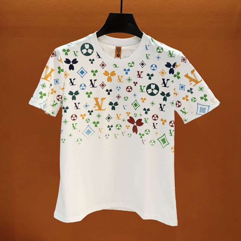 New Trendy Light Luxury Spring Summer Fashion Versatile Colorful Couple Men's Cool Round Neck Short Sleeve