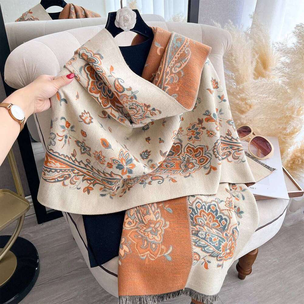 New Winter Luxury Women Two-Sided Paisley Jacquard Cashmere Warm Shawl Outdoor Coldproof Windproof Blanket Pashmina Scarf Z260226