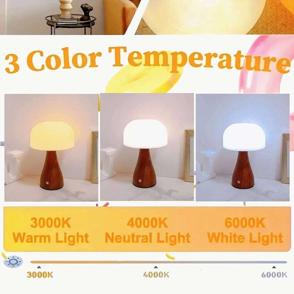 Modern Nordic LED Mushroom Desk Lamp with Touch Control, USB Charging, Perfect for Bedrooms, Bars, and Study Z260227