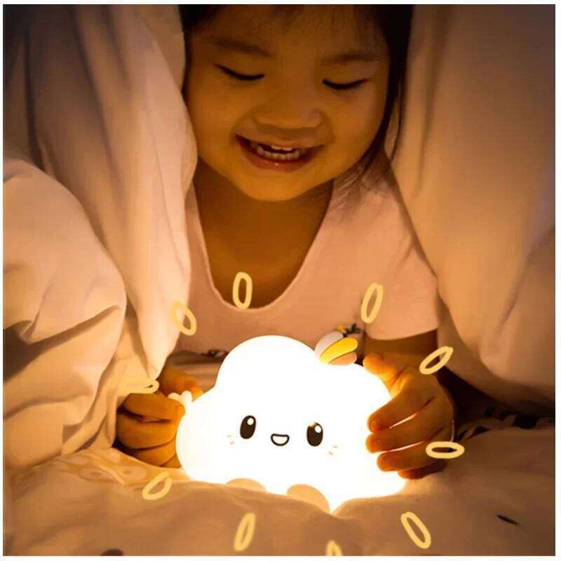 LED Night Light Cloud Kids Soft Silicone Portable Baby Girls Nursery Toddler Lamp Remote Control Nightlight for Children Babies Z260227