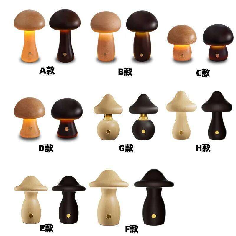 INS LED Light with Touch Switch Wooden Cute Mushroom Bedside Table Lamp for Bedroom Childrens Room Sleeping Night Lamps Z260227
