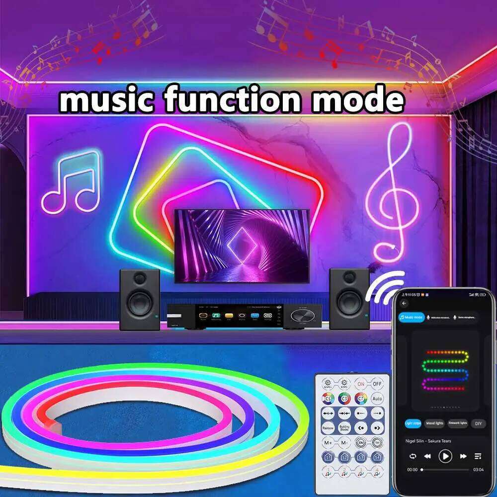 Light Bluetooth USB 5V Neon Strip Lights 1M-5M IP65 RGBIC Flex Ribbon Led Tape for Room Wall Decor Music Z260226