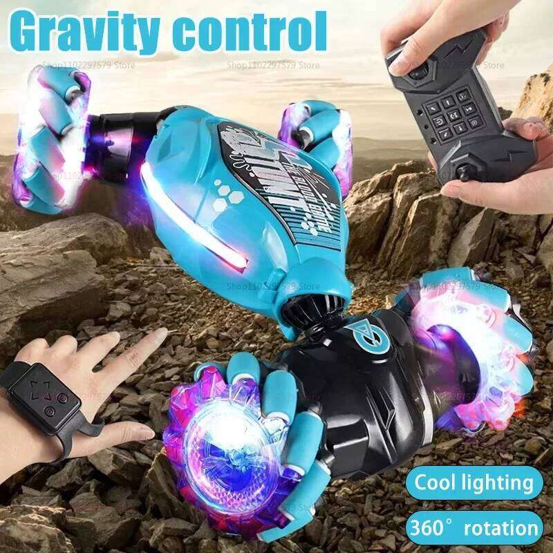 New LED Light 4WD 1:16 Stunt RC Gesture Induction Twist Climbing Radio Controlled Car Remote Control Toys For Children Gifts H260227