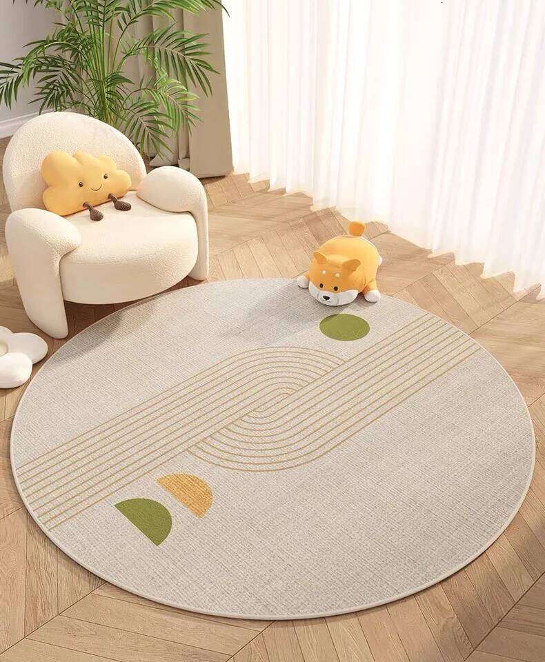 Nordic Style Round Flannel Carpet for Living Room, Bedroom Soft Waterproof Floor Mat, Makeup Mirror Rug, Office H260226