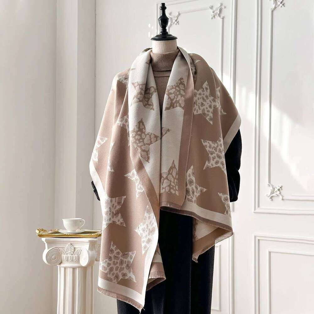 New Luxury Autumn and Winter Cashmere Star Print Scarf Women Warm Pashmina Poncho Scarves Fashion Shawl Thick Foulard Bufanda Z260226