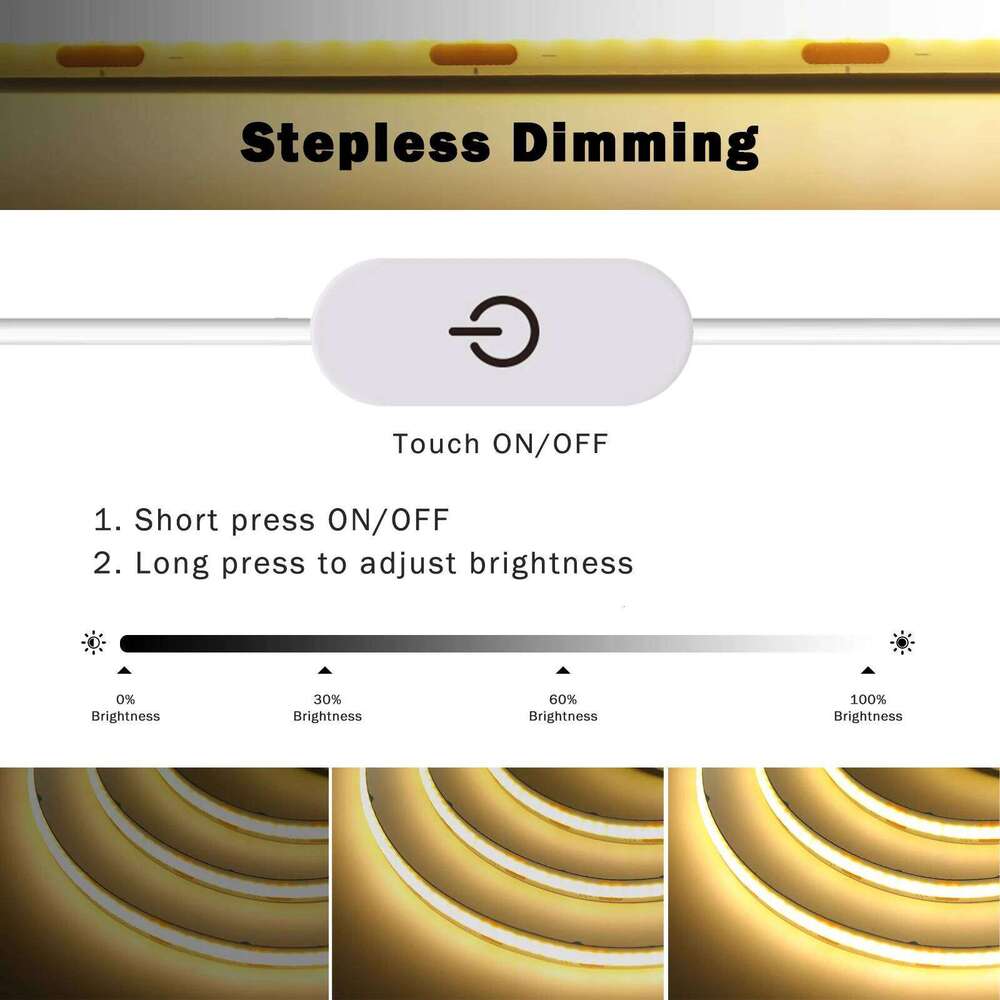 Dimmerable DC 5V USB COB Strip White/Pink/Red/White/Yellow/Yellow/Ice Blue/Green Home Decor TV Backlight Flexible Ribbon Rope Z260226