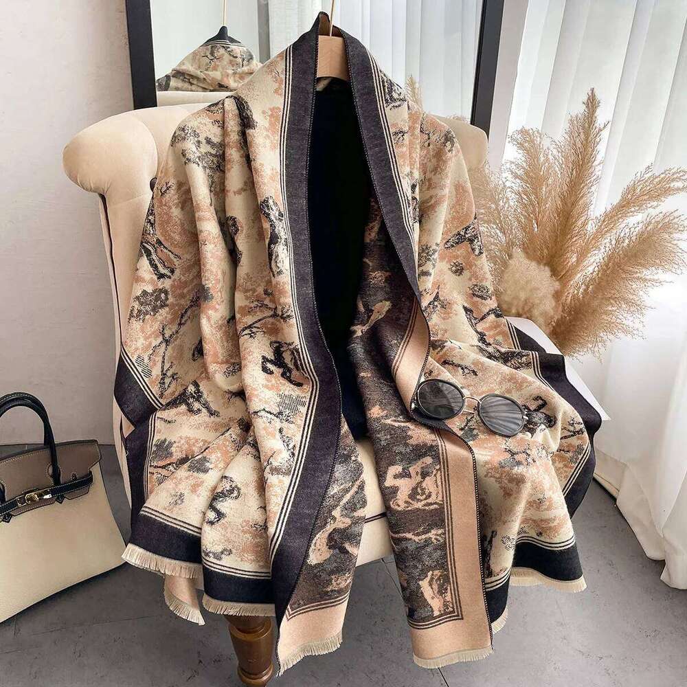 Luxury Winter Cashmere Scarf Women Design Warm Pashmina Blanket Poncho Scarves Female New Animal Shawl Thick Foulard Bufanda Z260226
