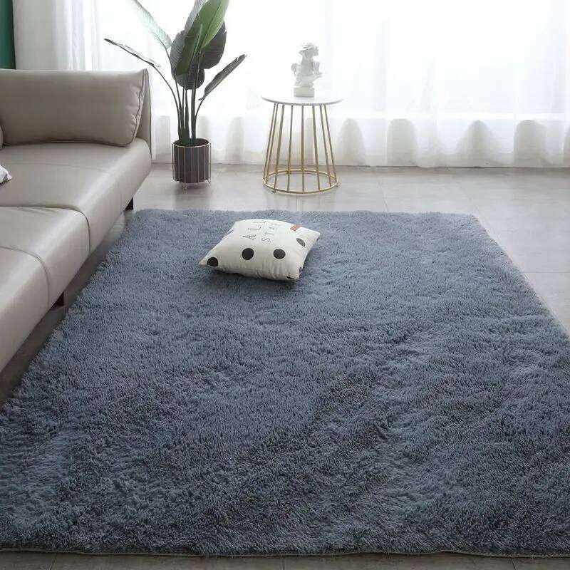 VIKAMA Nordic Style Silk Wool Tie Dyed Solid Color Long Hair Tea Table Living Room Bedroom Household Carpet Floor Bay Window Mat H260227 - view 4