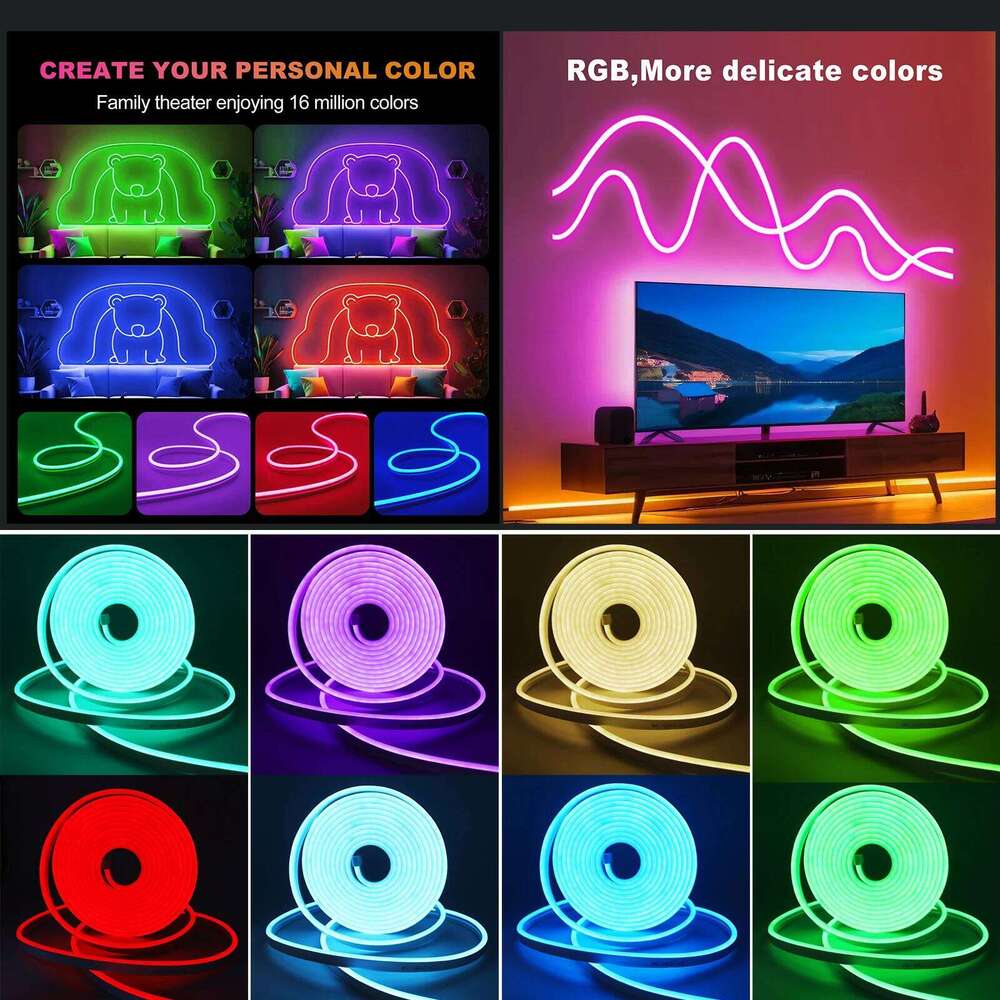 DC 5V USB RGB Neon Light Waterproof 108Leds/M 6X12MM With Self-adhesive Flexible Ribbon Rope LED Strip For Home DIY Decor Z260226