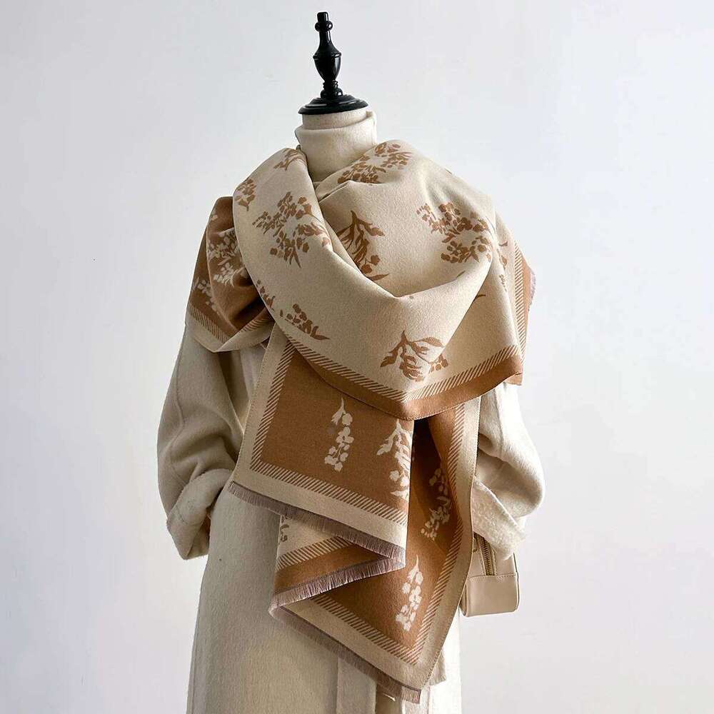 Women Winter Scarf Pashmina Shawls Lady Wraps Thick Warm Floral Pattern Bufanda Echarpe Female Cashmere Imitation Stoles Z260226
