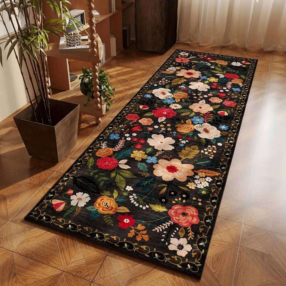VIKAMA Garden Flower Anti-Slip Mat, Living Room Headboard Hall Kitchen Carpet, Home Decorations H260226