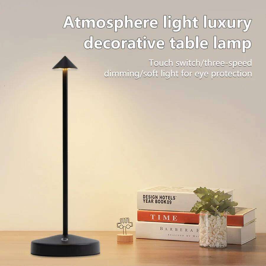LED Table Rechargeable Touch Sensor Cordless Desk Lamp 3 Colors Bedside Creative Ambient Bar Room Decor Night Light Z260227