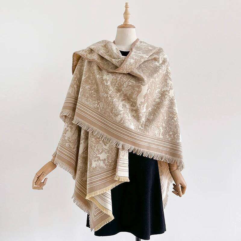 New Winter Women Poncho Warm Slit Large Shawl Double Sided Animal Print Thickening Blanket Luxury Scarf Female Cloak Pashmina Z260226